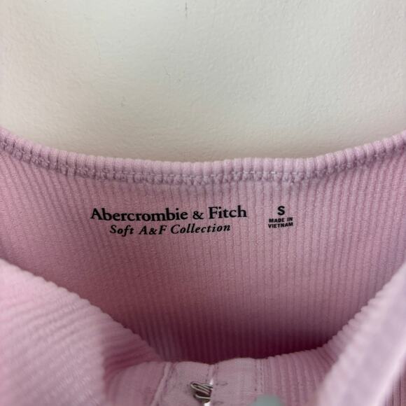 Abercrombie & Fitch Ribbed Crop Top Pink Corset Closure S - Picture 4 of 7
